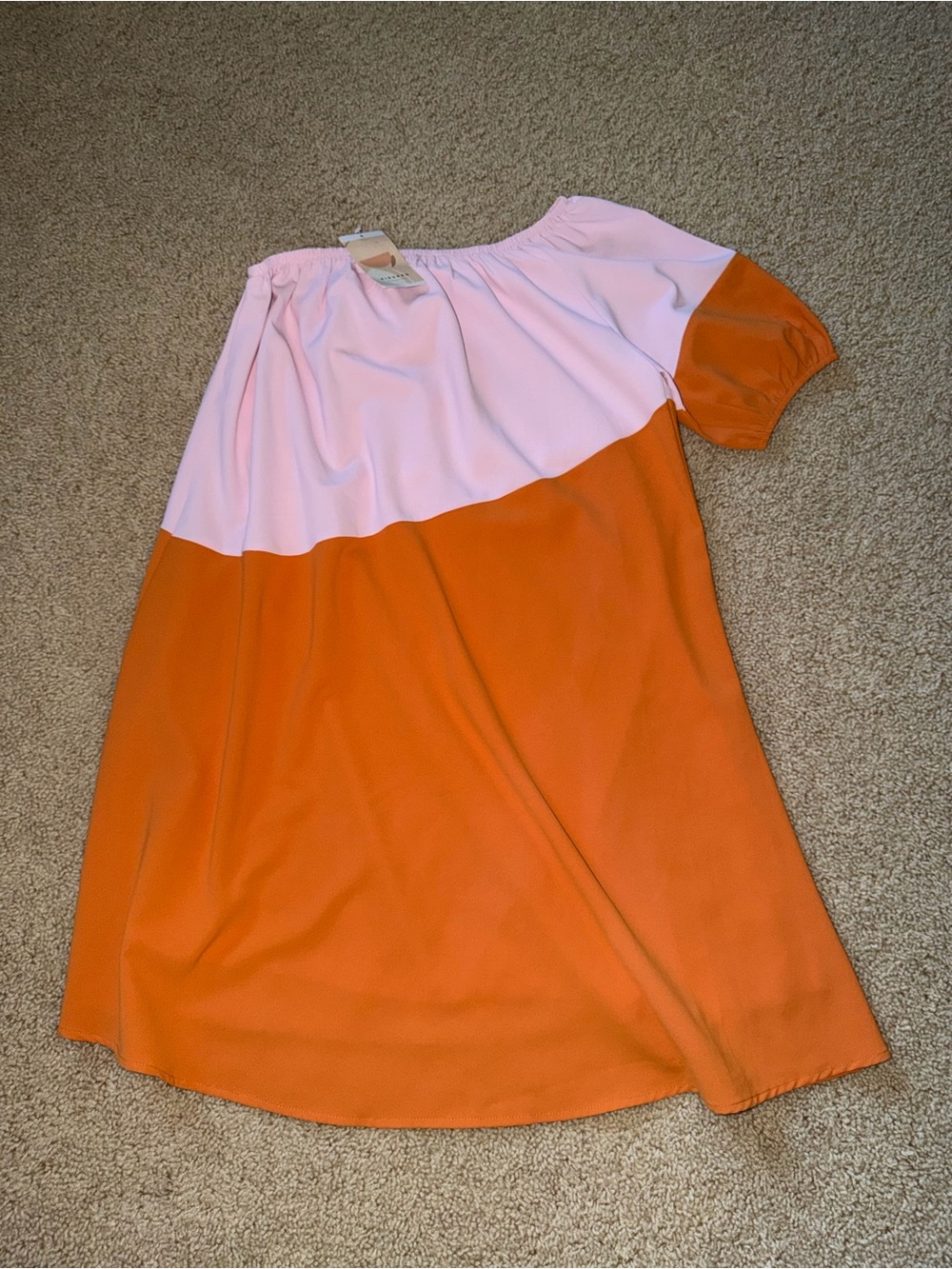 Girls' Pink & Orange Colorblock Off-Shoulder Dress